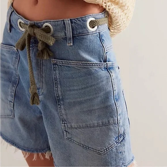 WE THE FREEBy Free People:”Moxie” Low Slung Shorts In Truest Blue - Picture 2 of 16